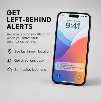 Left-behind alert notification on a phone lock screen