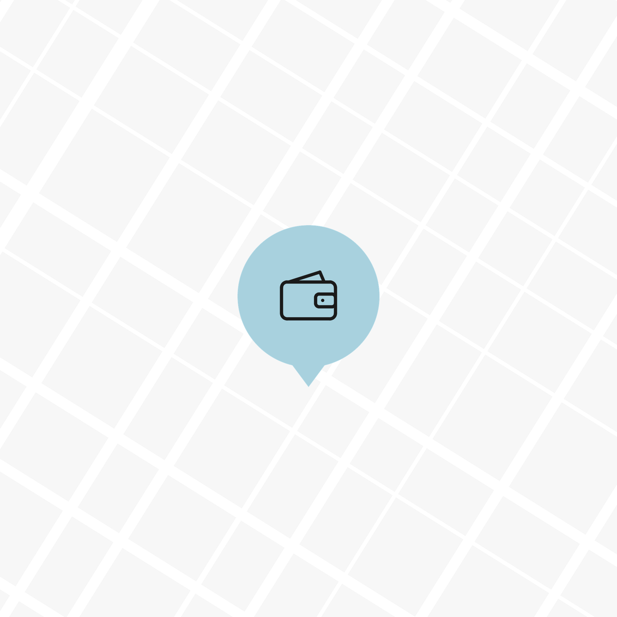 Illustration of a map pin with a wallet icon