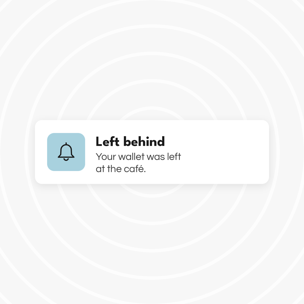 Illustration of a left-behind notification: your wallet was left at the café