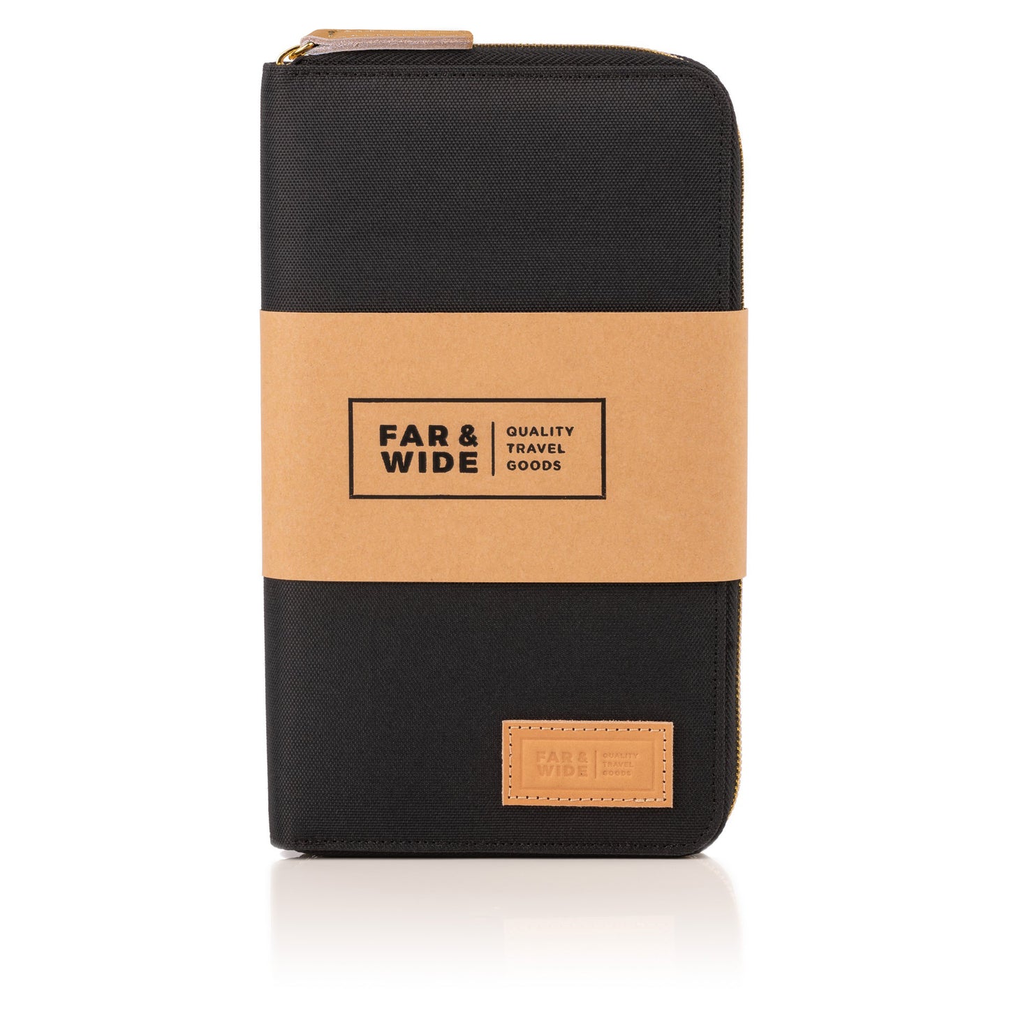 Family Passport Holder - Black - Front View with Packaging